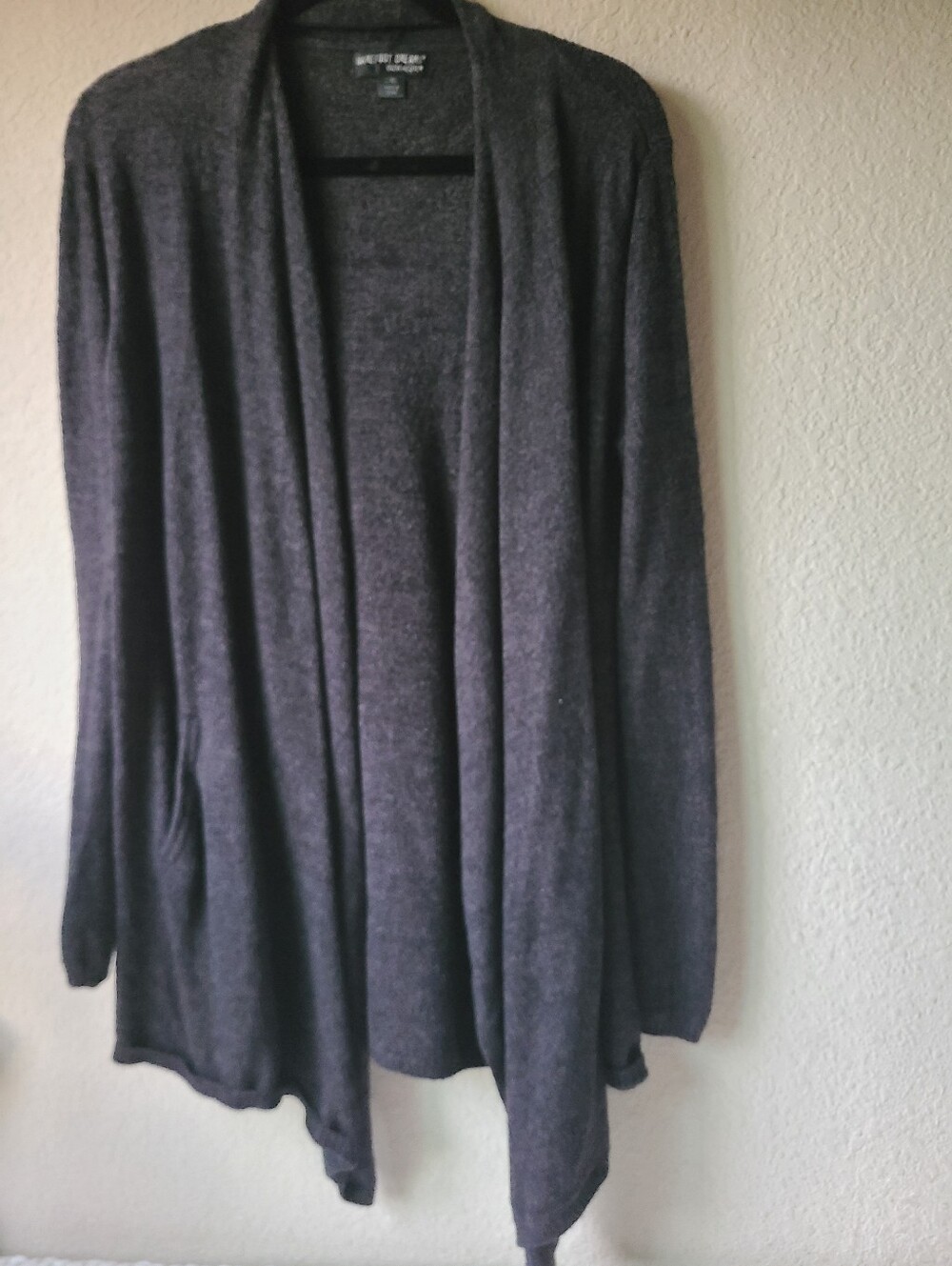 Barefoot Dreams Dark Black Gray Open-Front Draped Cardigan Women's Size L/XL